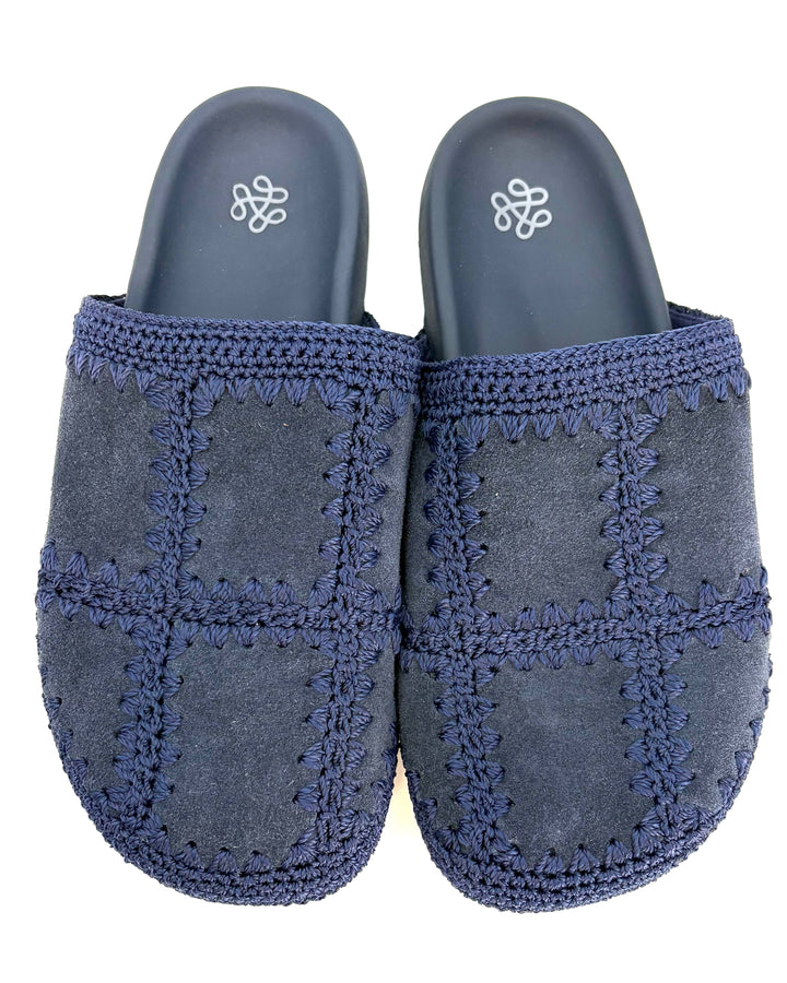 Navy Blue Embroidered Clog - Size 9