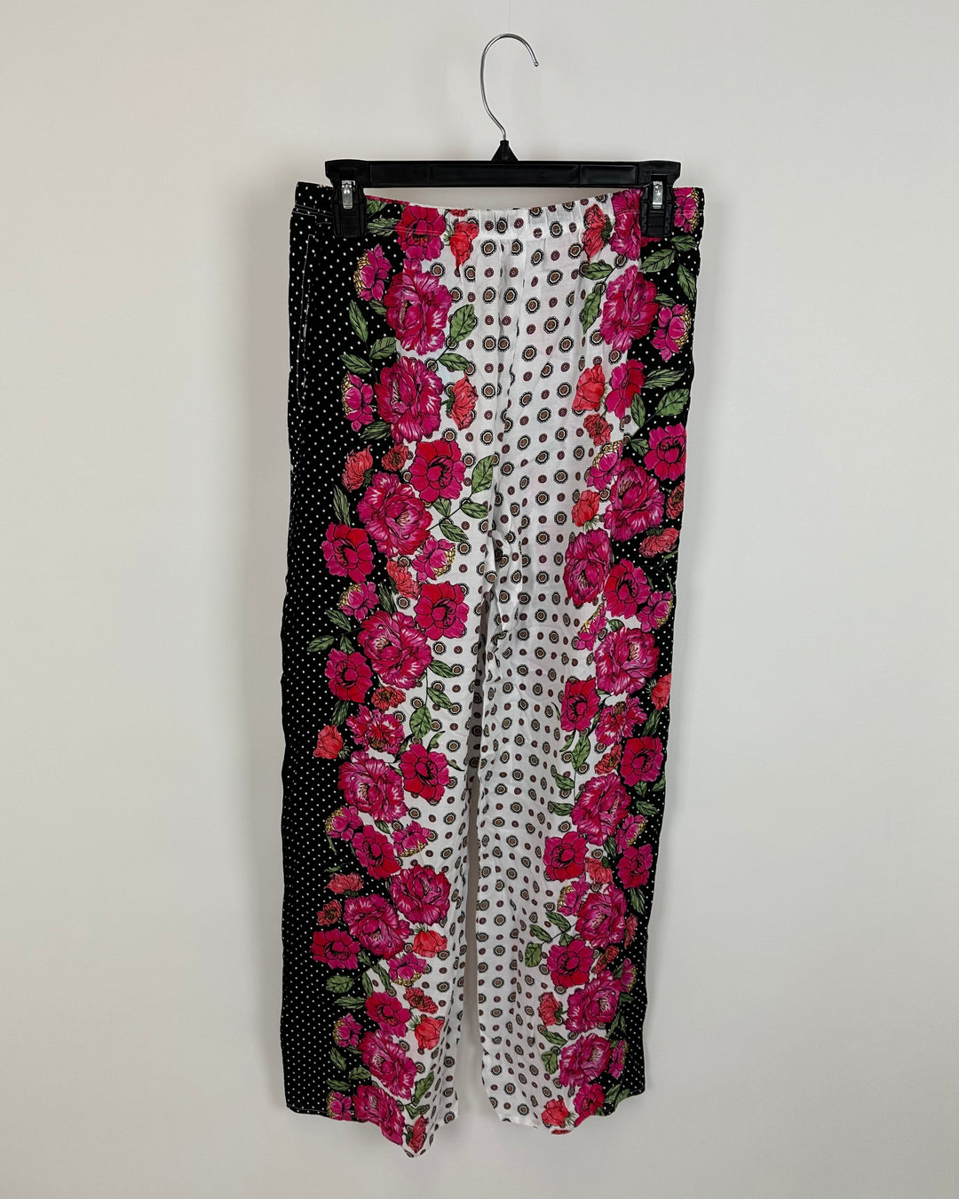 Black, White, & Hot Pink Floral Pajamas - Small