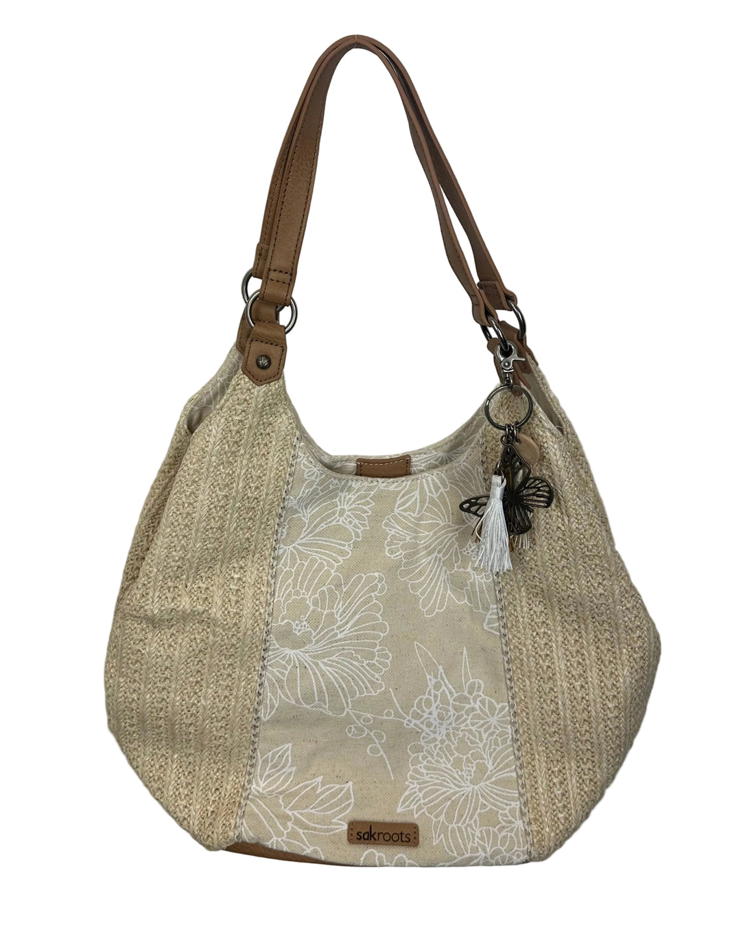 Sand Floral Crochet Shoulder Bag