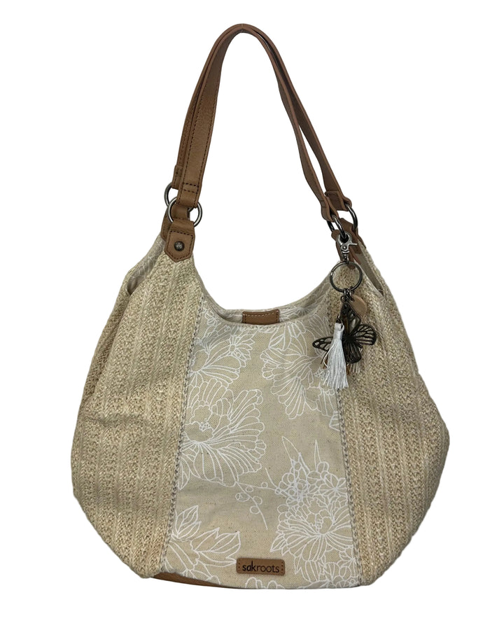 Sand Floral Crochet Shoulder Bag