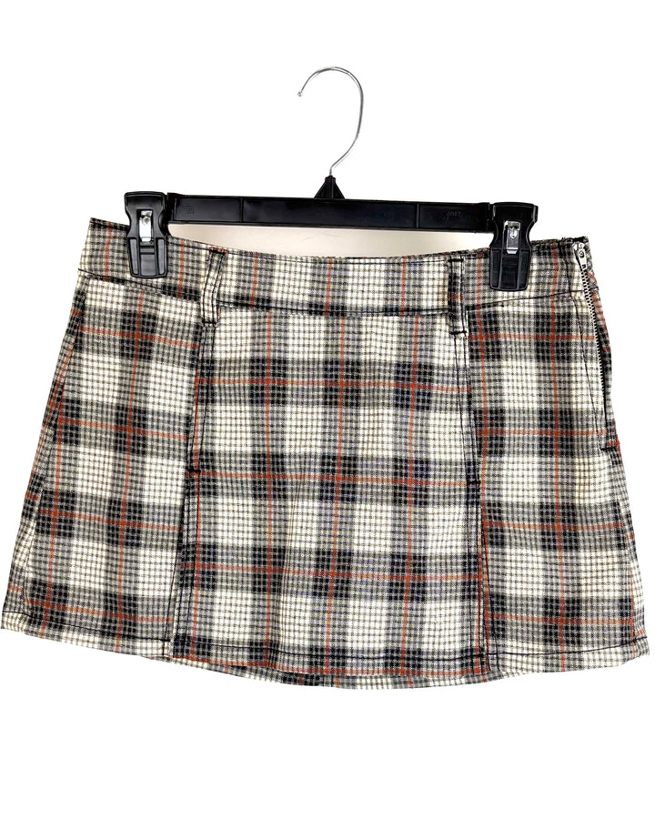 Plaid Neutral Colored Mini Skort - Size 2/4