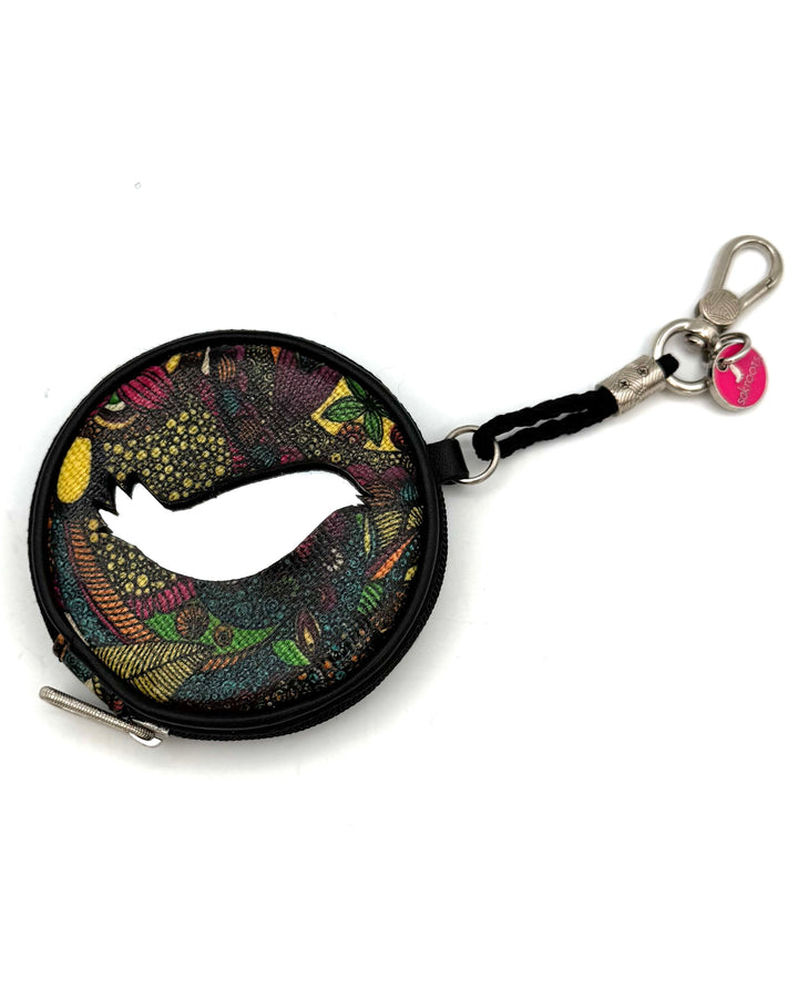 Multicolor Abstract Circular Zippered Keychain