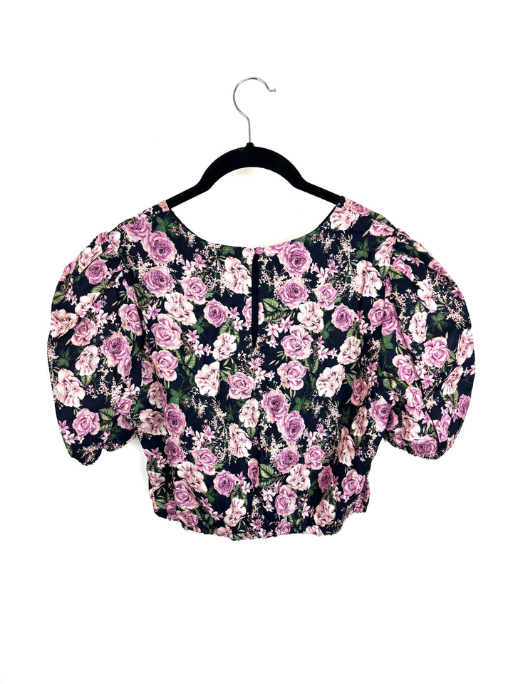 Floral Print Short Sleeve Top - Size 6/8