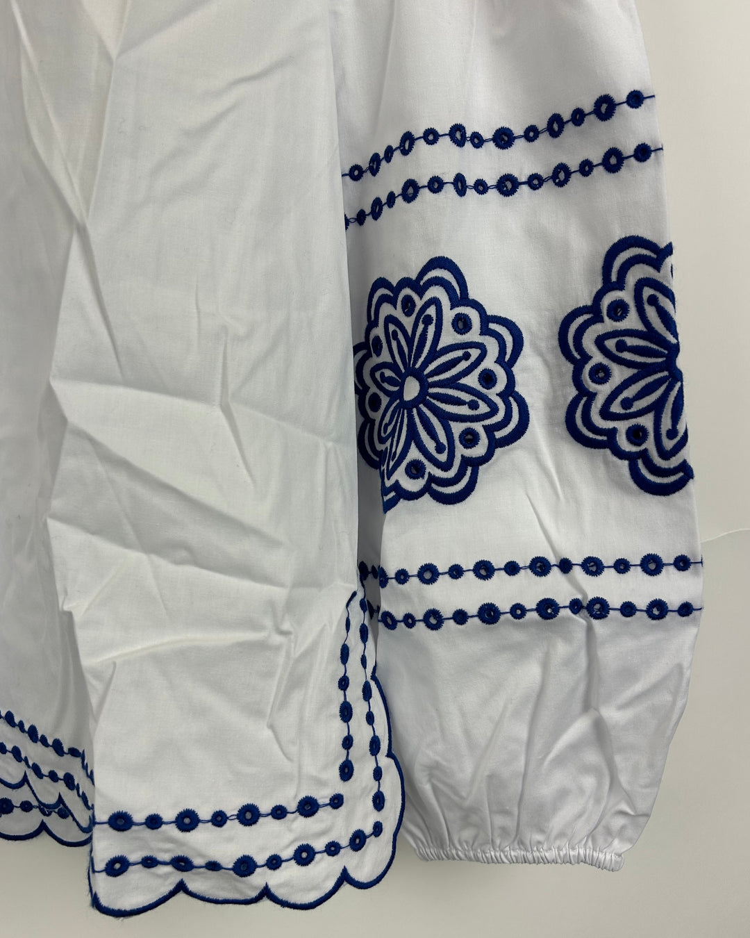 White and Blue Eyelet Long Sleeve - Size 6/8