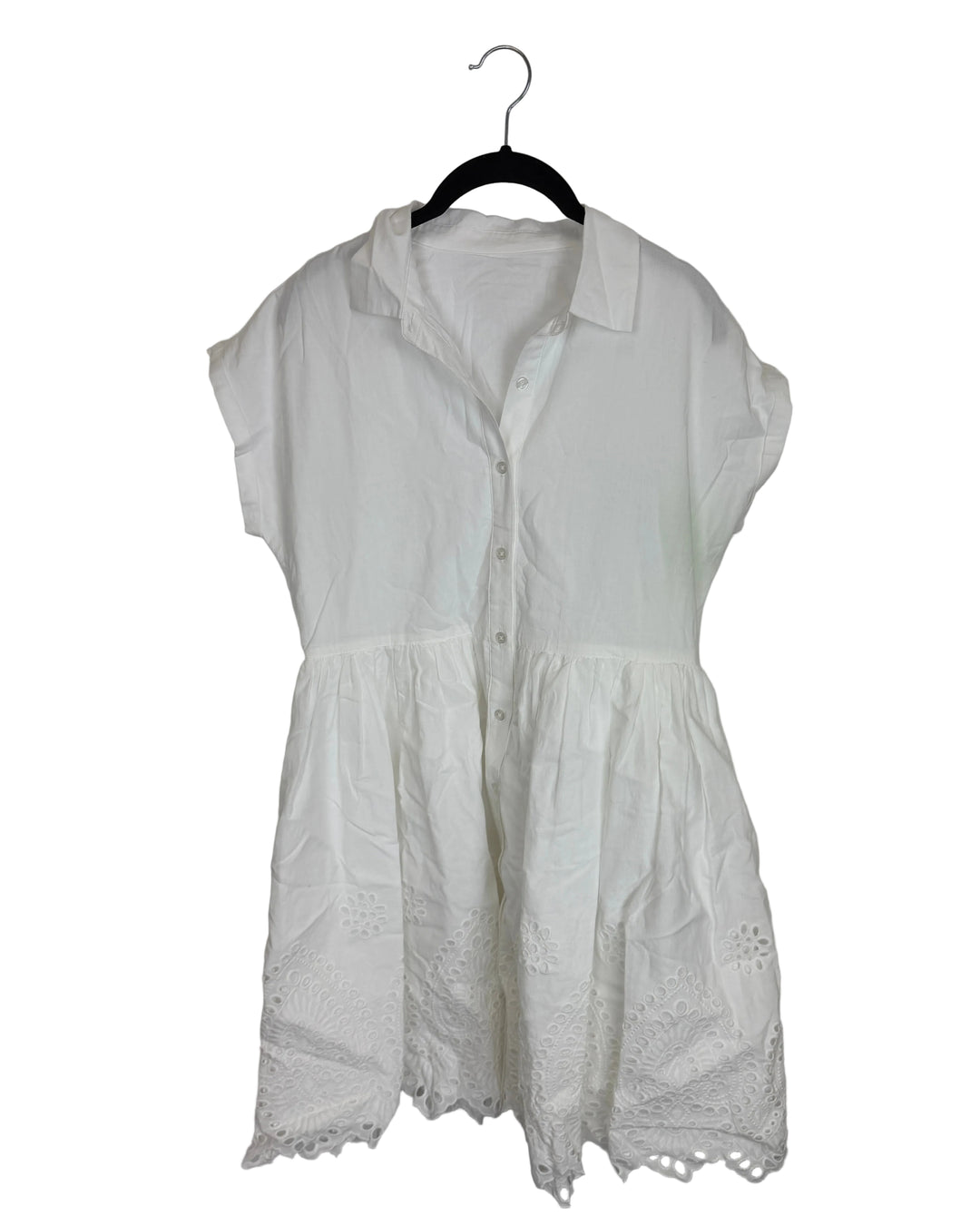 White Button Up Eyelet Dress- Size 8/10
