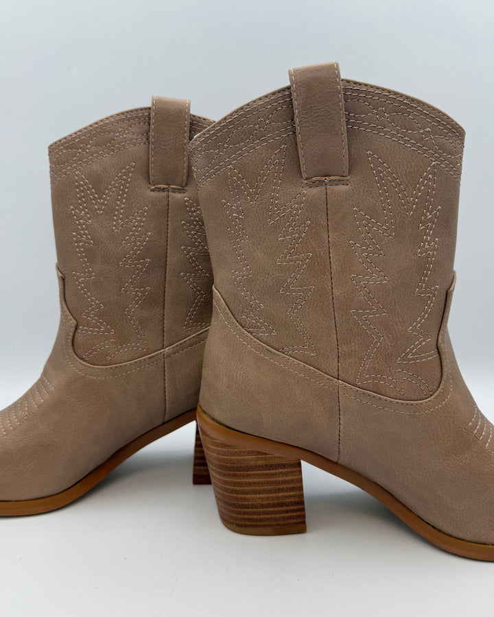 Taupe Cowboy Booties - Size 6