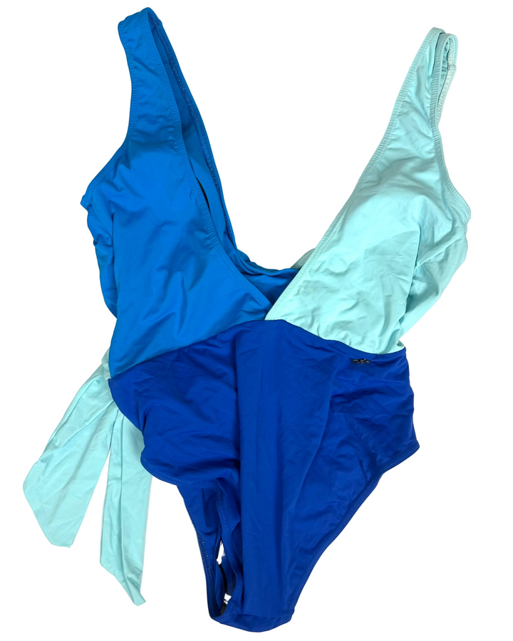 Multi Blue Wrap One Piece Swimsuit - Size 4/6