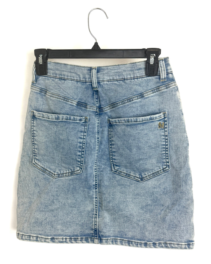Sky Wash Faded Denim Skirt - Size 0/2