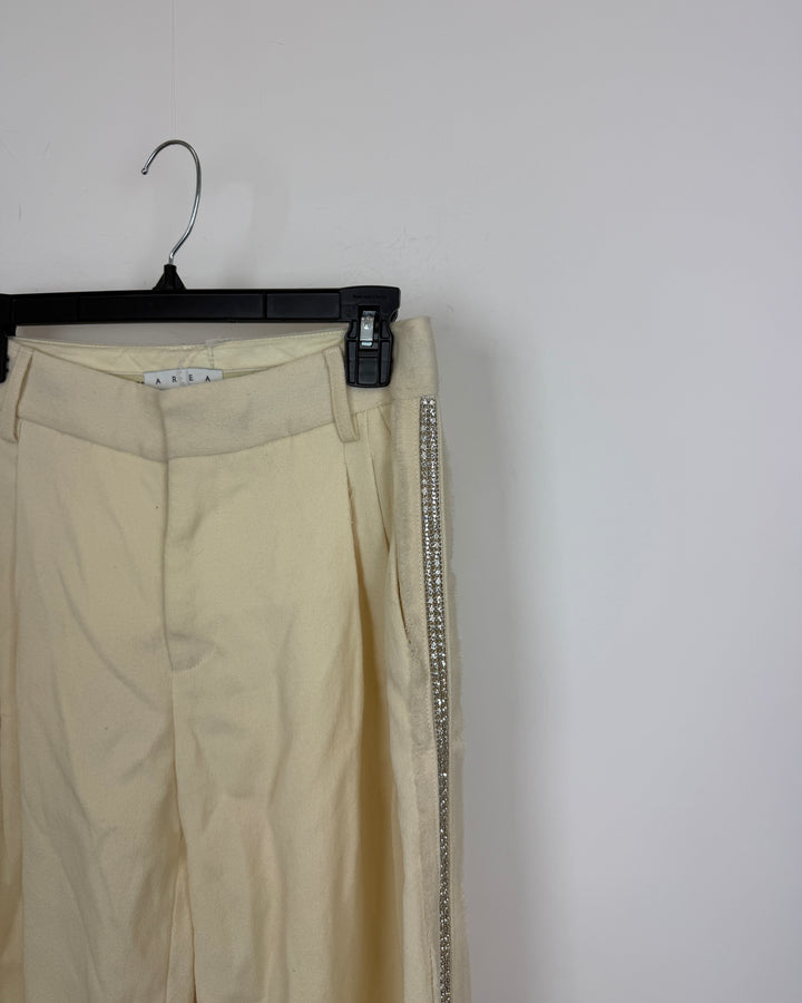Butter Yellow Rhinestoned Trousers - Size 0/2