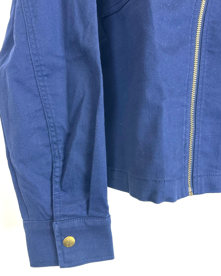 Navy Blue Lightweight Denim Jacket - Size 6/8