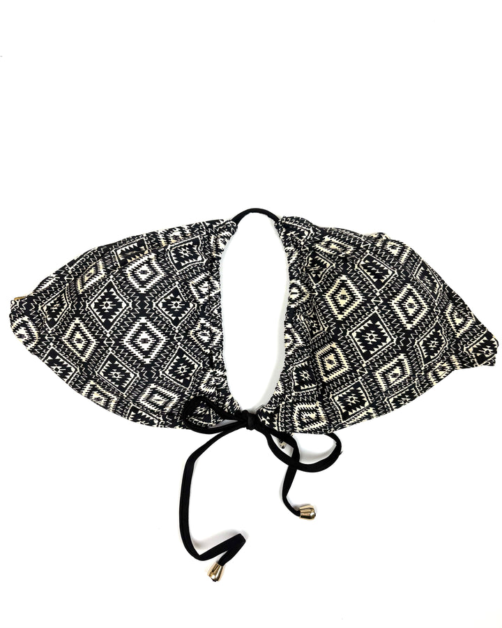 Black & Cream Printed String Multi Wear Bikini Top - XS and S