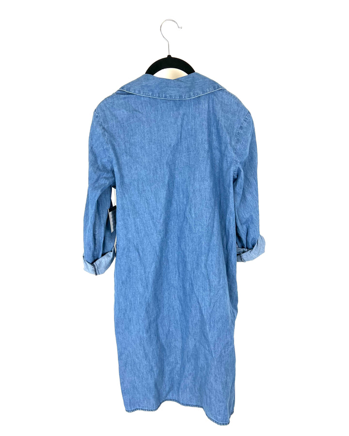 Blue Denim Button Down Dress - Medium