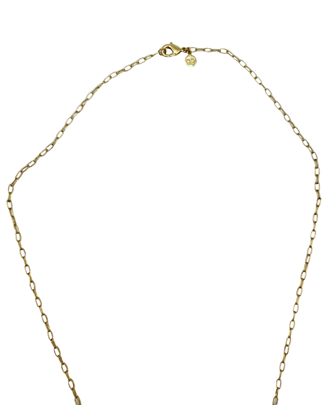 Long Gold Necklace With Pink, White and Gold Stones
