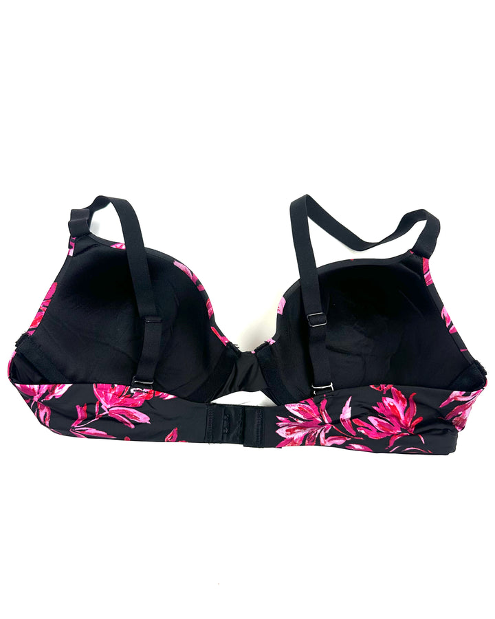 Black and Pink Floral Bra - 34B
