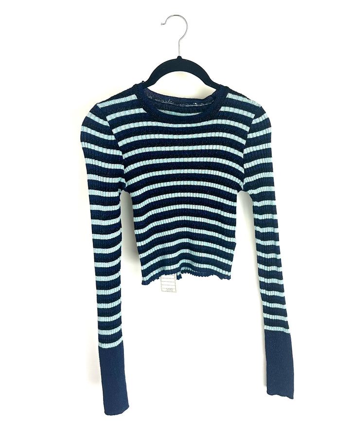 Blue Stripe Crop Top - Size 0/2