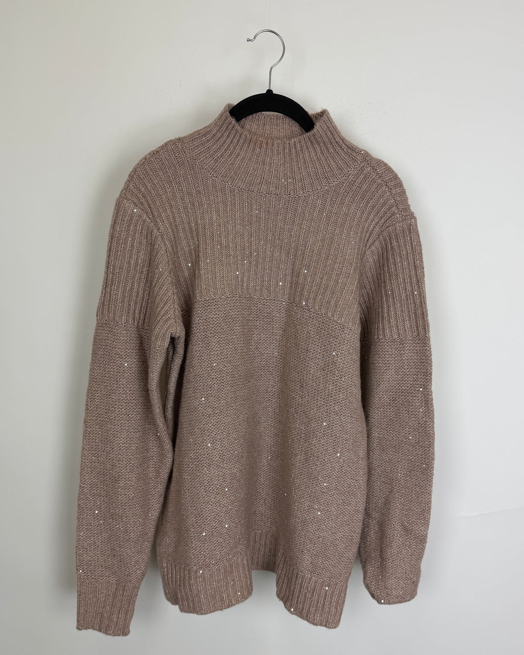 Taupe Brown Sequin Turtleneck Sweater - Size 6/8