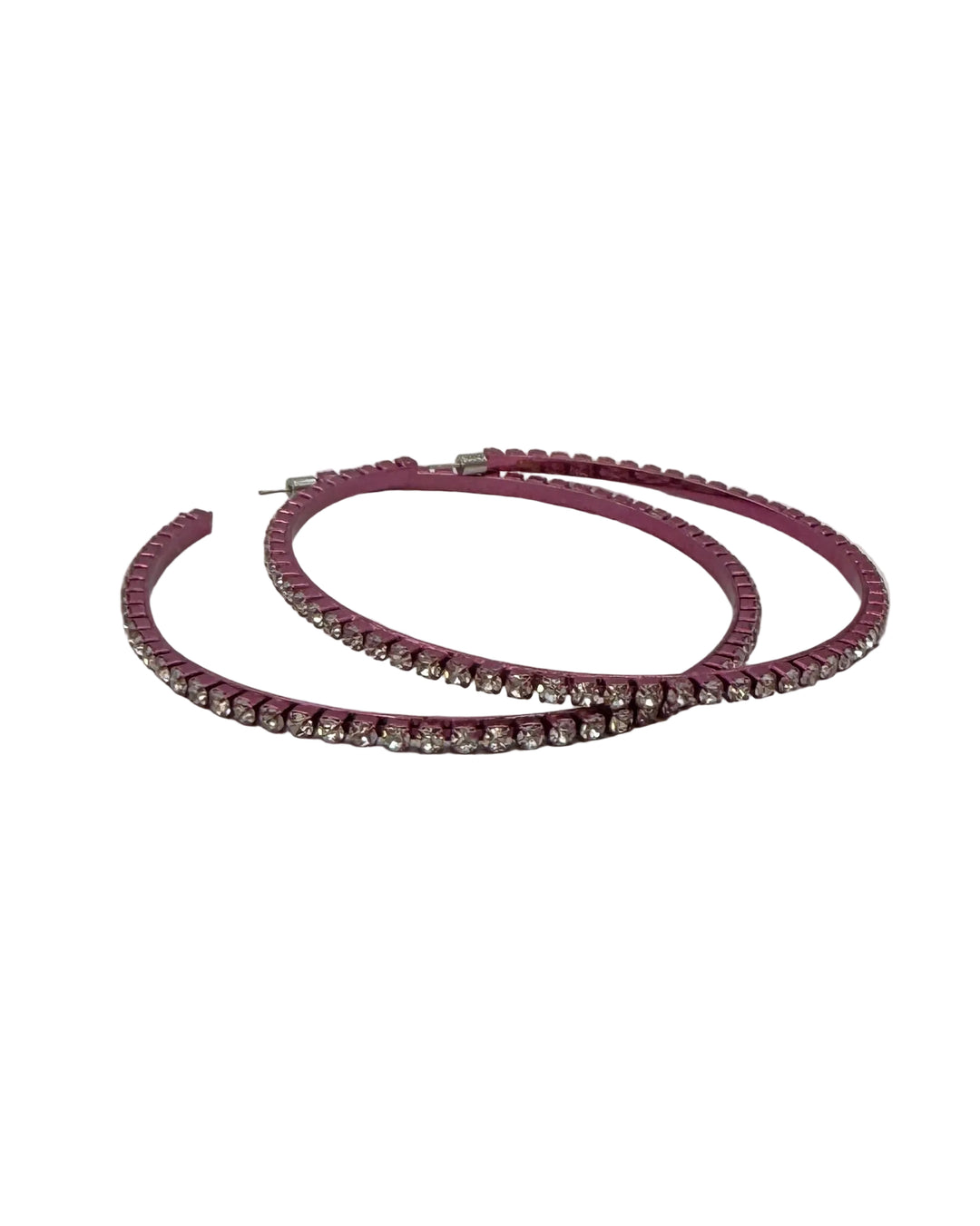 Oversized Metallic Pink Gem Hoop Earrings