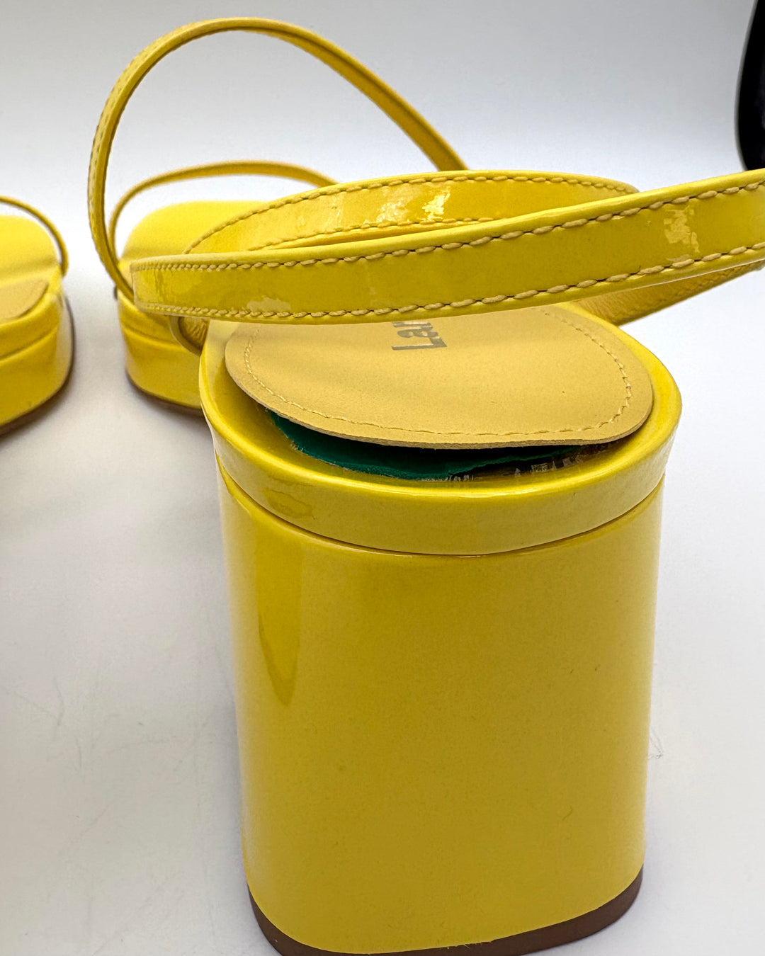 Yellow Strappy Platform Block Heels - Size 8