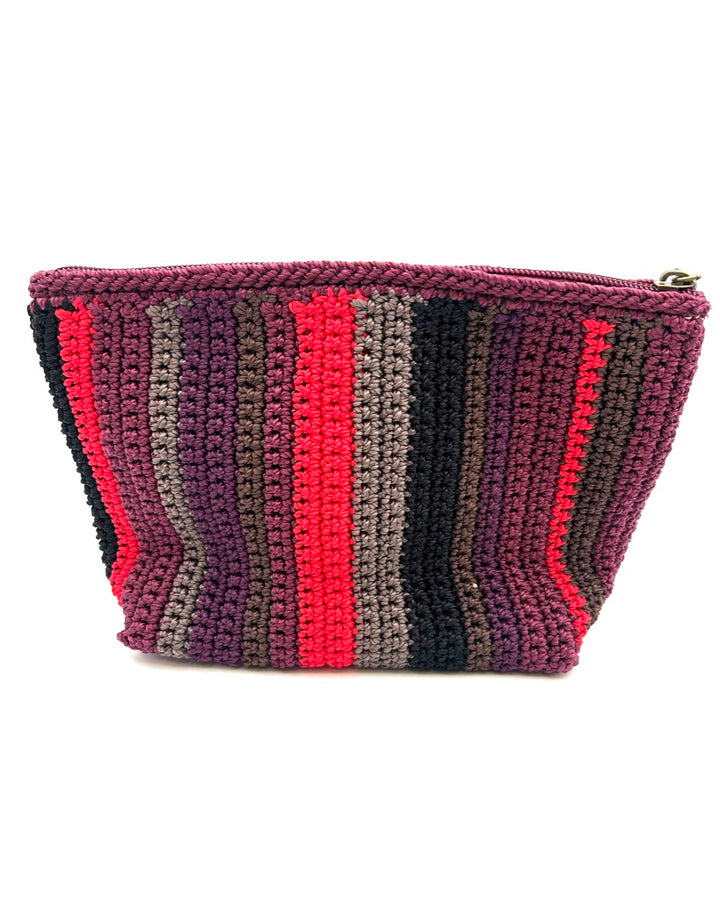 Burgundy Multicolor Crochet Pouch / Wristlet