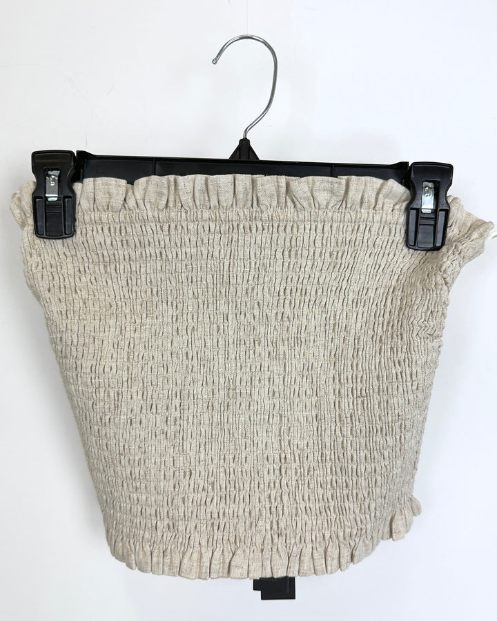 Smocked Elastic Beige Tube Top - Size 0/2