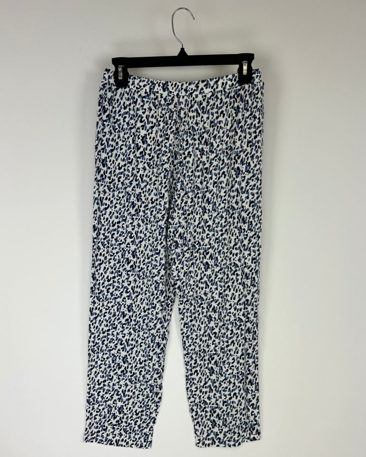 Blue And White Cheetah Print Pajama Pants - Small