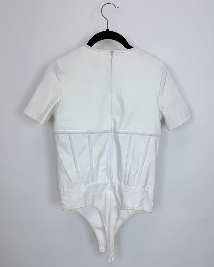 White Short Sleeve Body Suit - Size 2/4