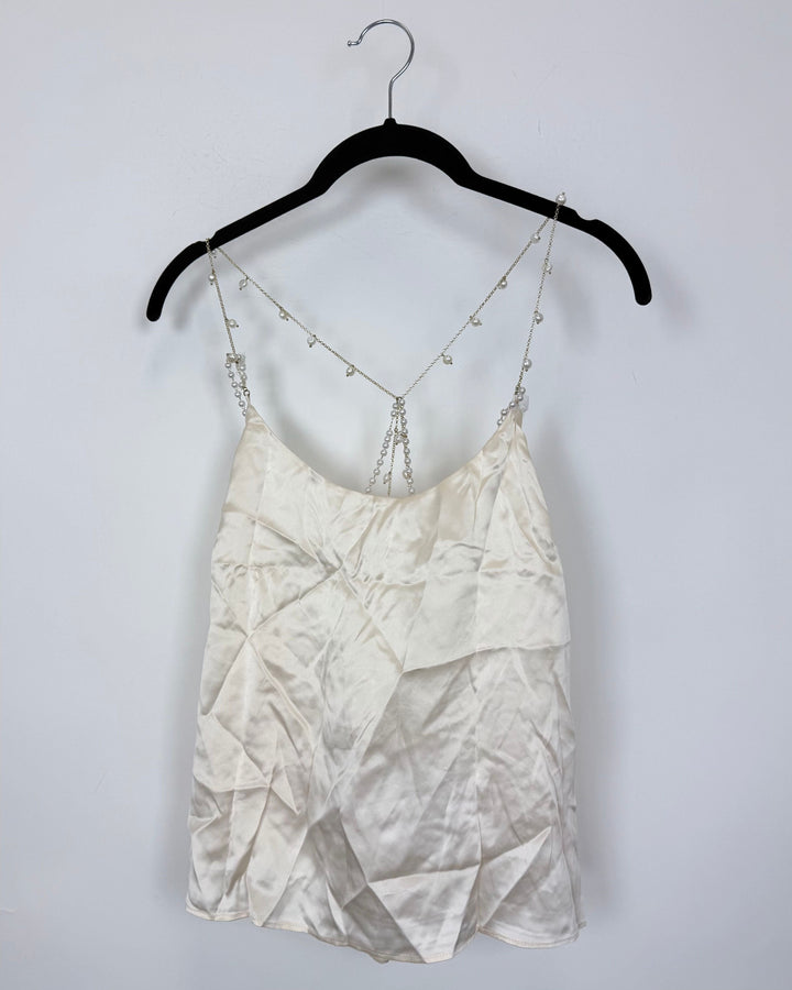Tan Pearl Strap Tank Top - Size 0/2