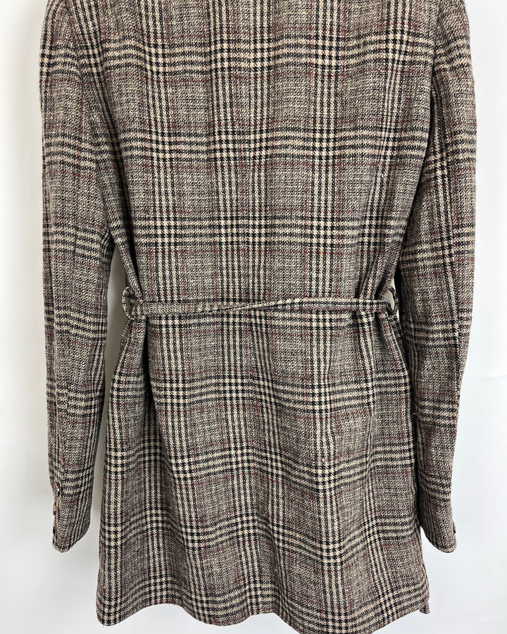 Brown Houndstooth and Plaid Blazer - Size 00/0