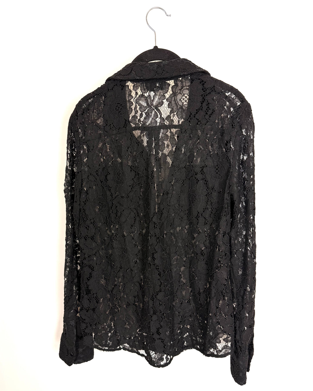 Black Long Sleeve Lace Blouse - Size 4/6