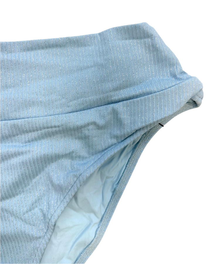Metallic Light Blue Fuller Coverage Bikini Bottom - Extra Extra Large