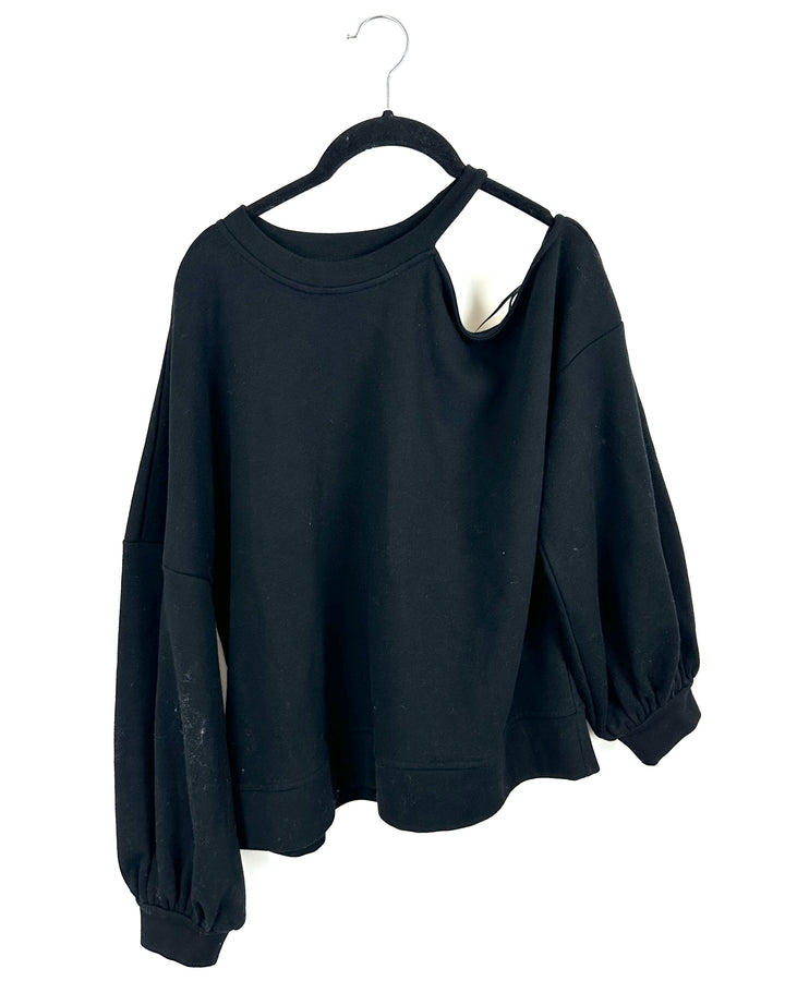 Black One Shoulder Sweater - Size 2/4