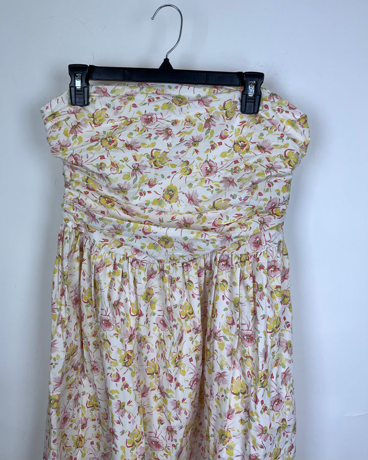 White, Yellow and Pink Floral Dress - Size 14/16