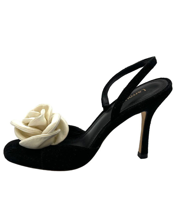 Black and White Rose Heels - Size 6 and 7