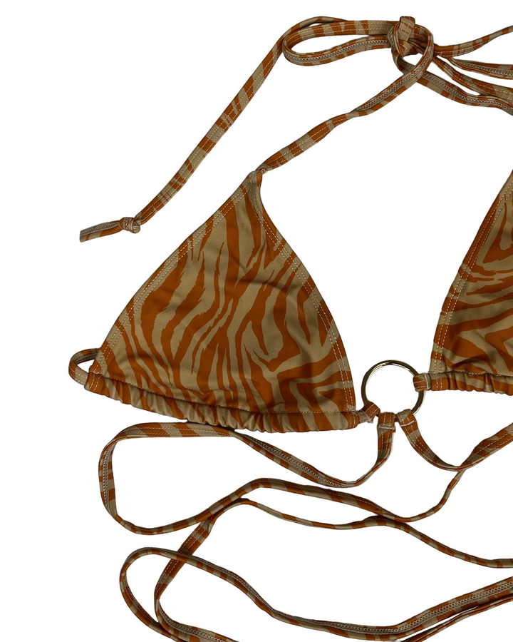 Orange Animal Print Strappy Bikini Top - XS, S, M, L, XL