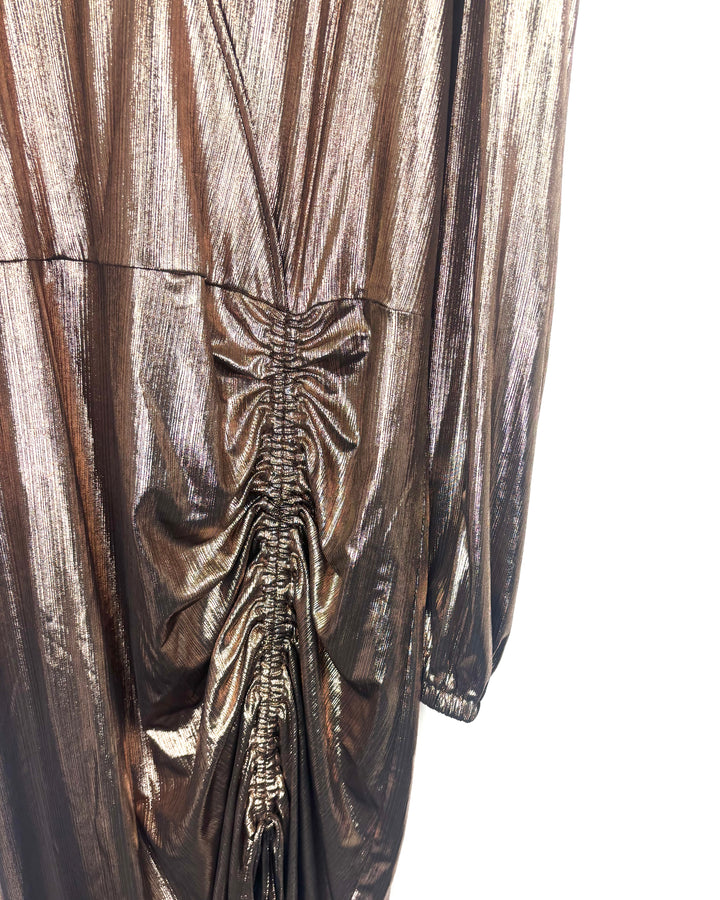 Metallic Ruched Dress - Size 2X