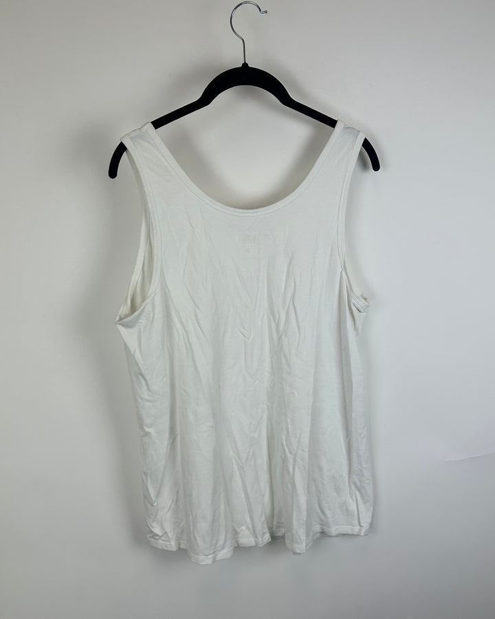White Scoop Neck Tank Top - Size 14/16