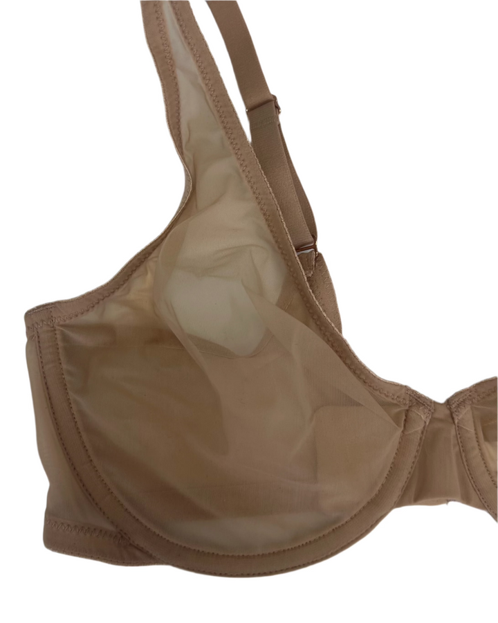 Tan Unlined And Sheer Bra - 34D