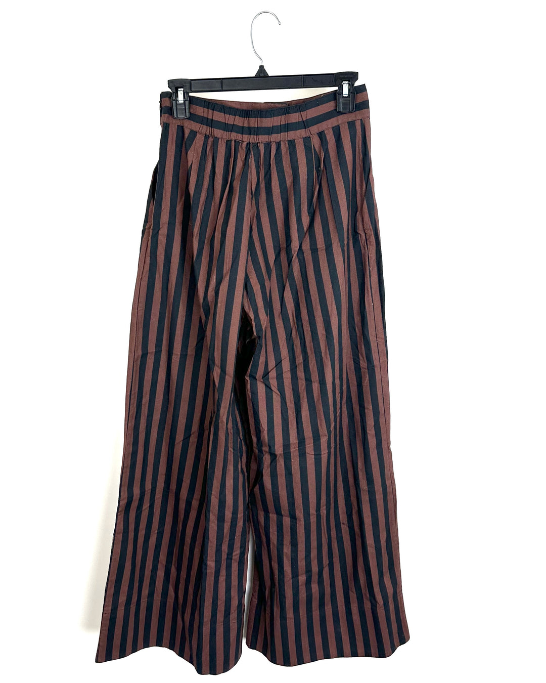Black and Brown Striped Pleated Trousers - Size 4