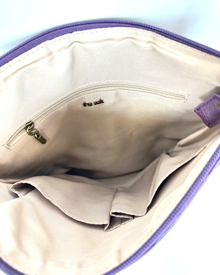 Plum Crochet Crossbody Tote Bag