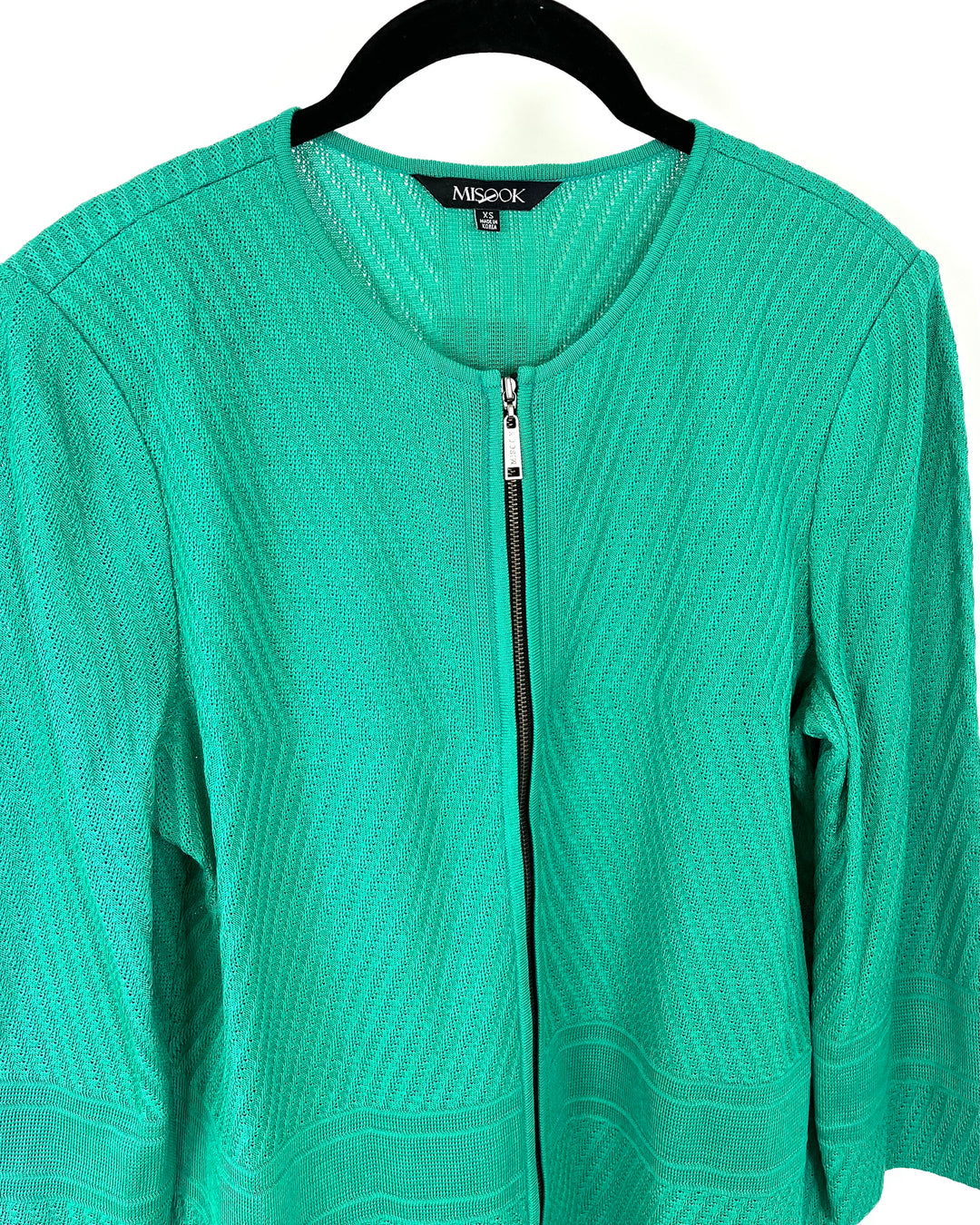 Bright Mint Green Zip Up Jacket - Size 2-4