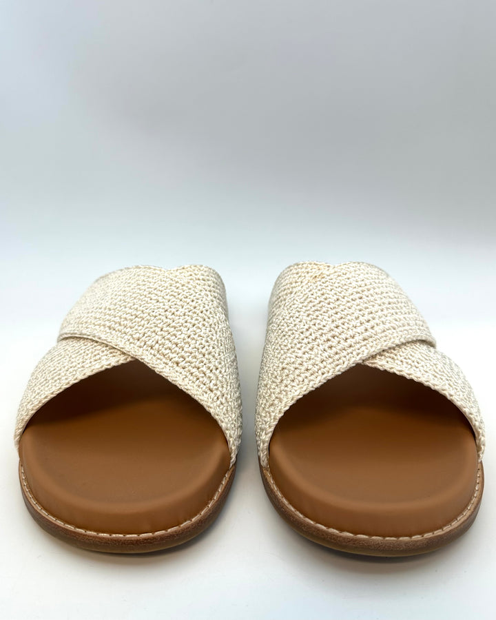 Cream Crochet Criss Cross Sandals - Size 7 and 10