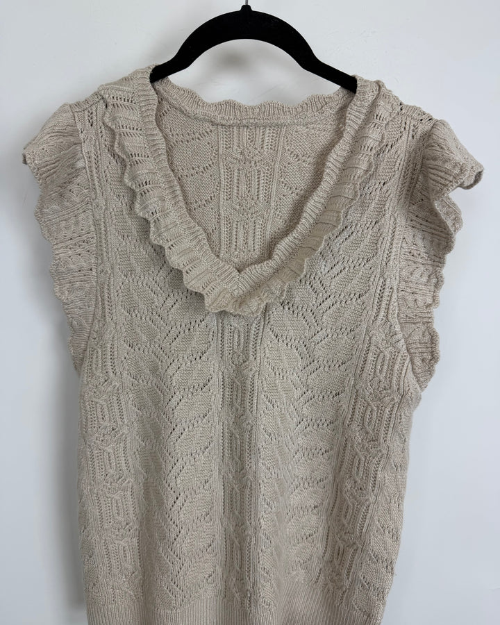 Light Taupe Ruffle Sweater - Size 2/4