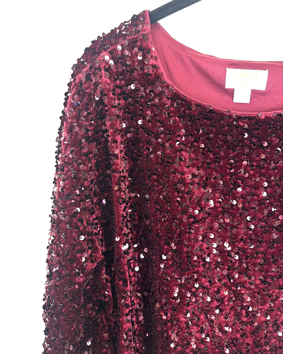 Burgundy Sequin Shawl Top - Size 6/8