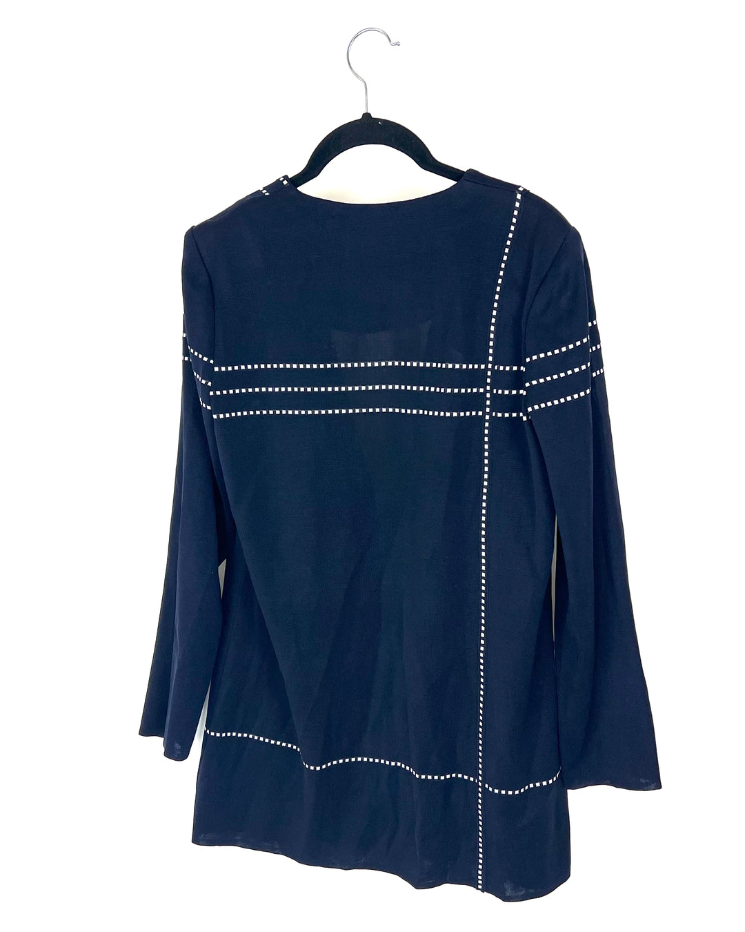 Navy Blue and White Patterned Blazer - Small