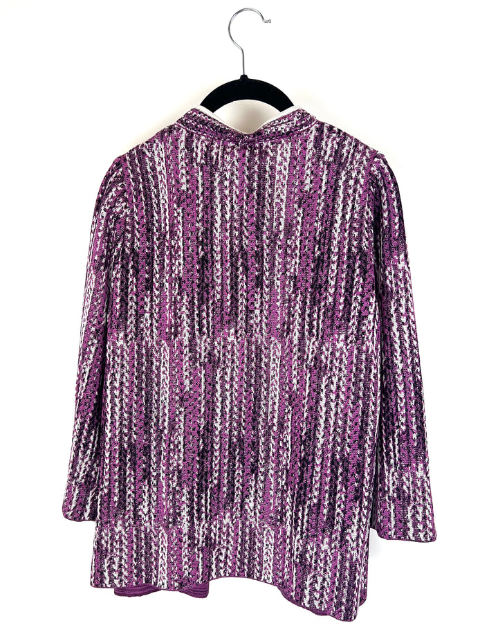 Purple Textured Knit Cardigan - Size 0