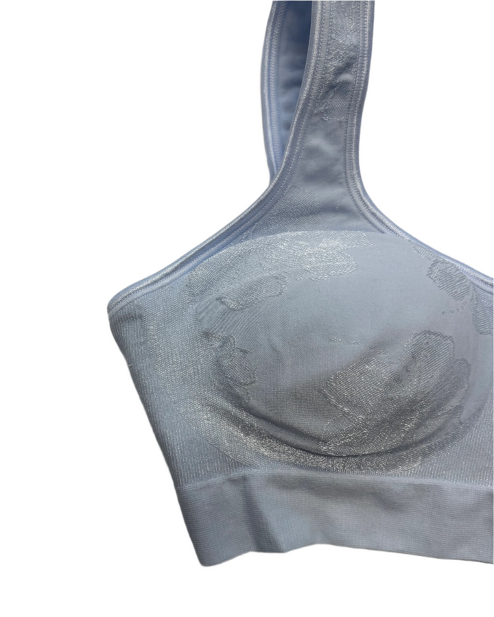 Baby Blue Flower Sports Bra- Small