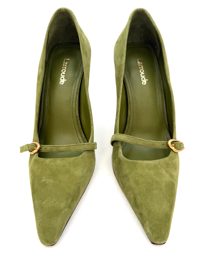 Olive Green Suede Heel - Size 6.5
