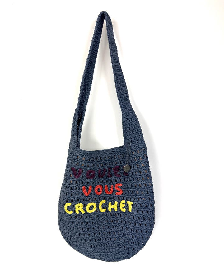Blue Crochet Bucket Bag