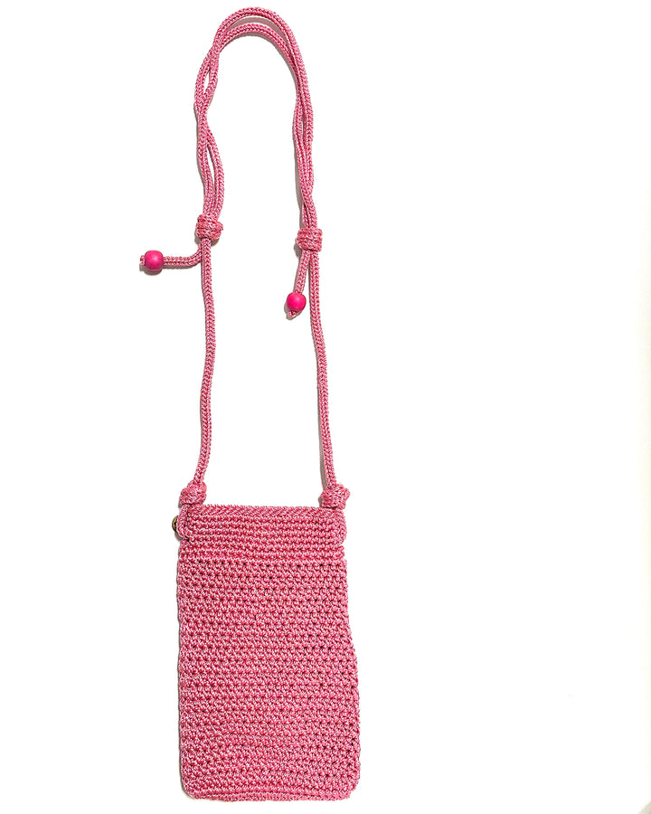 Pink Cherry Crochet Crossbody Mini Bag