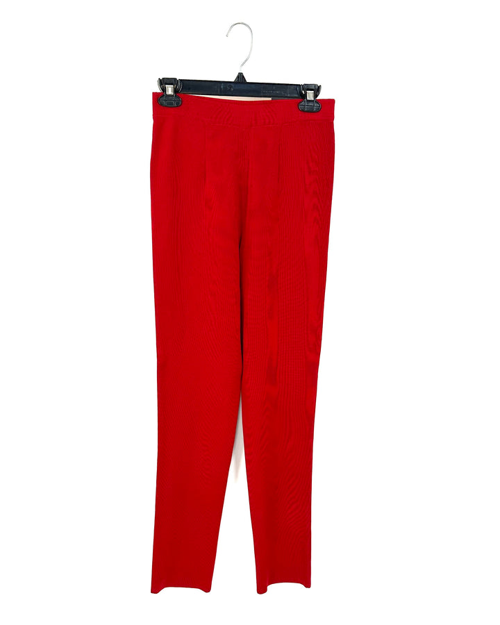 Red Slim Leg Ribbed Pants - Size 4-6